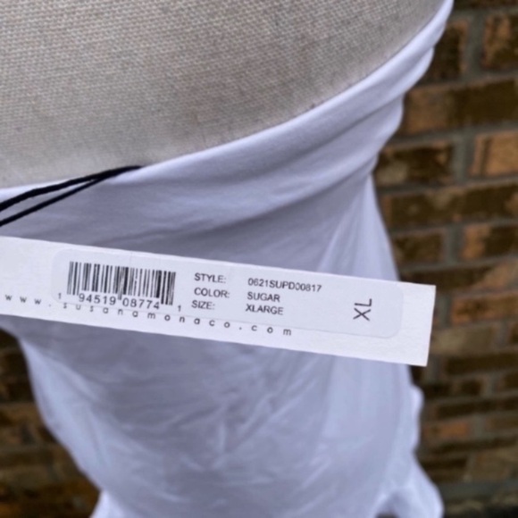 Susana Monaco Dress Ruffle Hem Strapless White Size XL Bridal Graduation - Picture 3 of 5